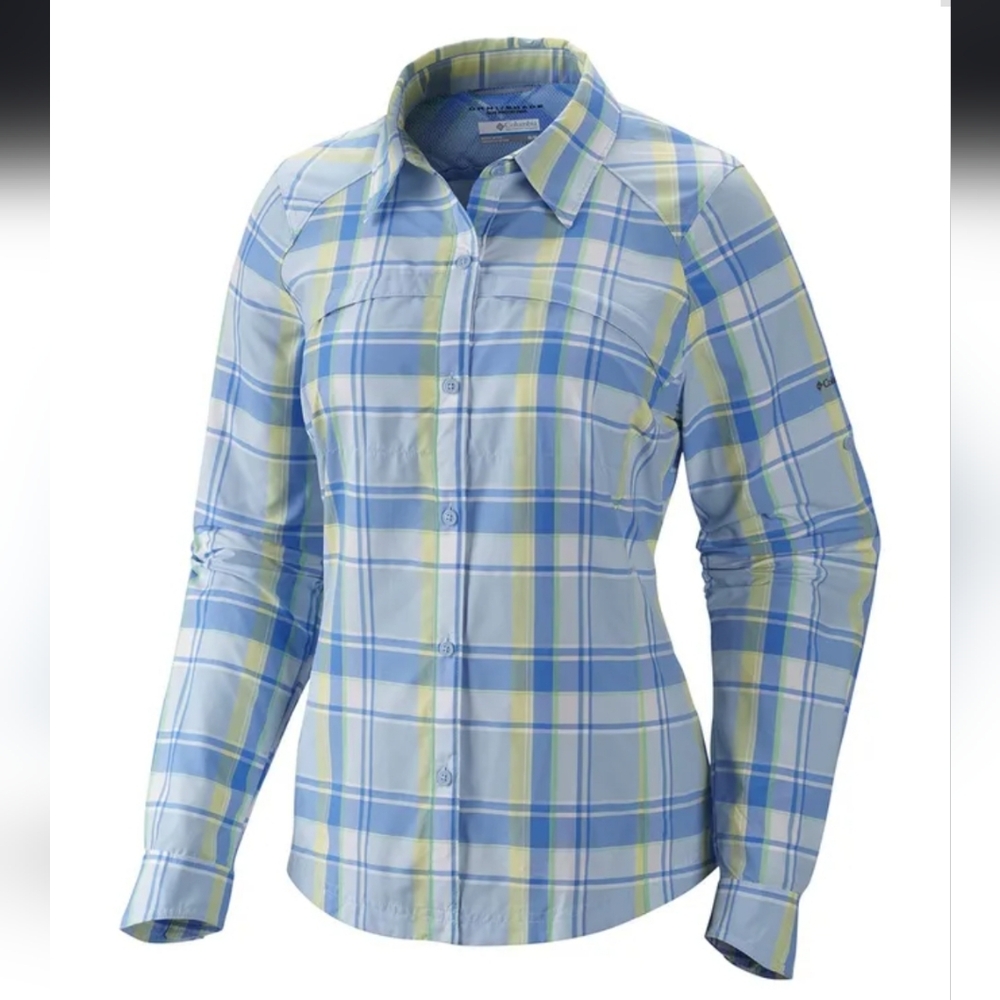 Womens Columbia Silver Ridge Plaid L/S Button Up - Doby Plaid - Size S/P